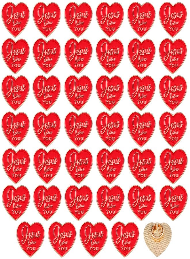 mekueeex 40 Pcs Religious Jesus Pins Bulk Christian Favors Includes Jesus Loves You Sign Lapel Pin Brooches Heart Pins for Church Sunday School Gift - Image 1