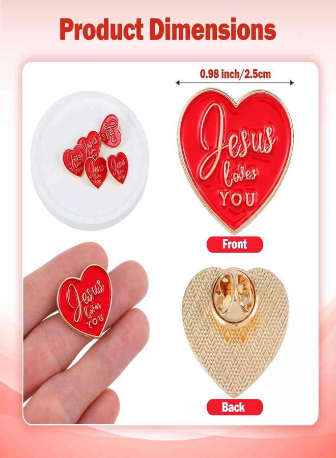 mekueeex 40 Pcs Religious Jesus Pins Bulk Christian Favors Includes Jesus Loves You Sign Lapel Pin Brooches Heart Pins for Church Sunday School Gift - Image 2