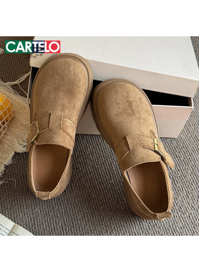 Cartelo Women's Birkenstock Thick Sole Slip-on Casual Shoes Height Increasing 1627 Khaki Size 36 - Image 3