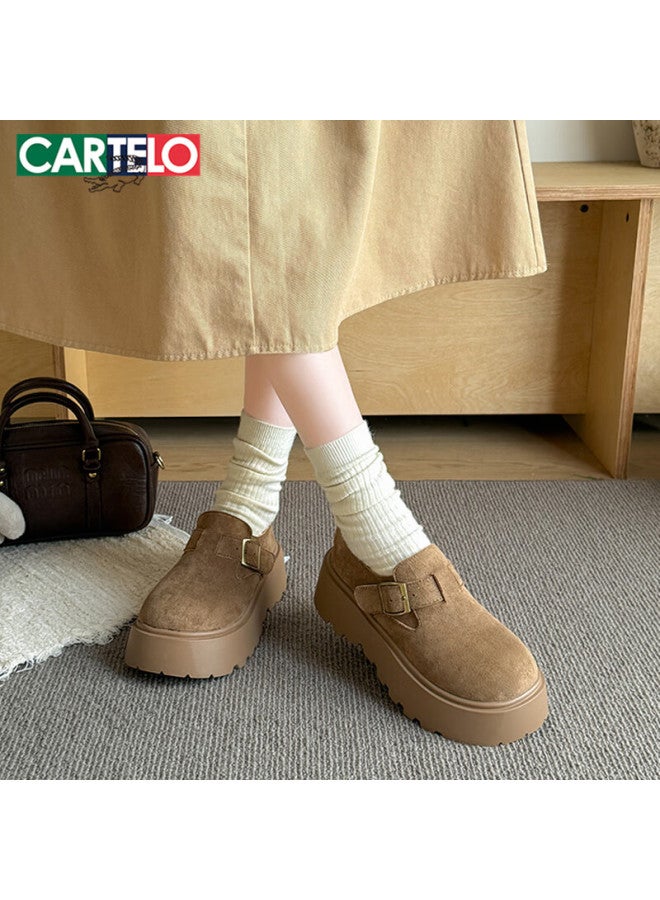 Cartelo Women's Birkenstock Thick Sole Slip-on Casual Shoes Height Increasing 1627 Khaki Size 36 - Image 5