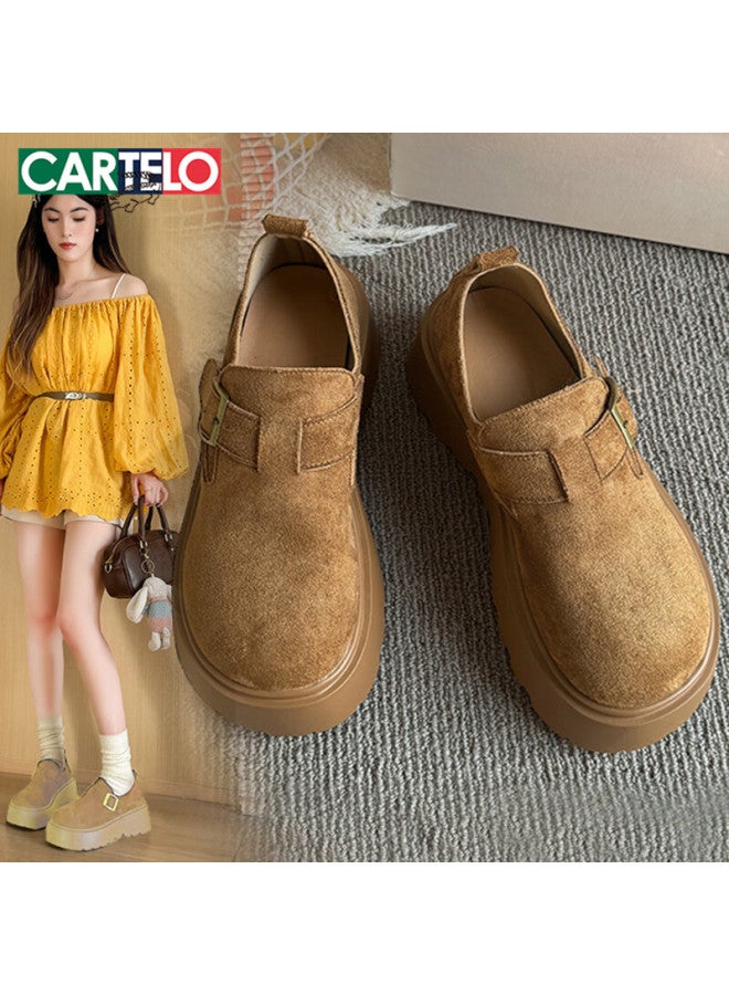 Cartelo Women's Birkenstock Thick Sole Slip-on Casual Shoes Height Increasing 1627 Khaki Size 36 - Image 1