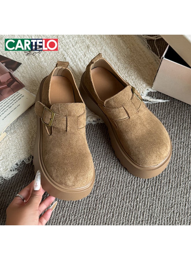 Cartelo Women's Birkenstock Thick Sole Slip-on Casual Shoes Height Increasing 1627 Khaki Size 36 - Image 2