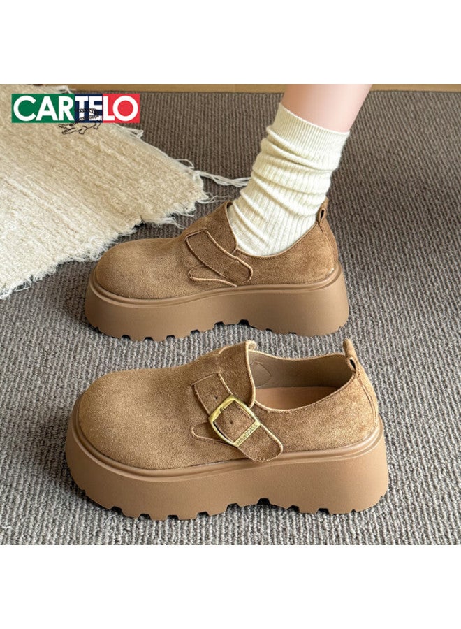 Cartelo Women's Birkenstock Thick Sole Slip-on Casual Shoes Height Increasing 1627 Khaki Size 36 - Image 4
