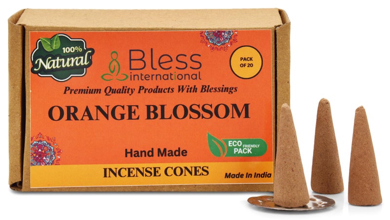 Bless International Orange-Blossom 100%-Natural-Incense-Cones Handmade-Hand-Dipped Organic-Chemicals-Free for-Purification-Relaxation-Positivity-Yoga-Meditation The-Best-scents (20 Count) - Image 2