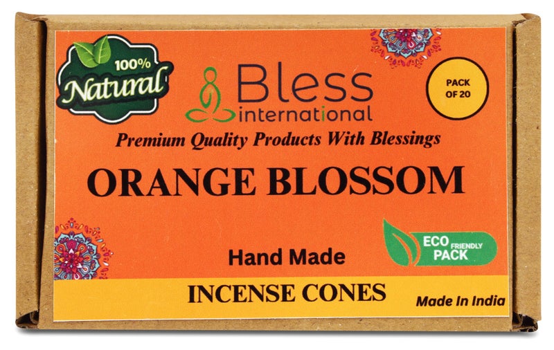 Bless International Orange-Blossom 100%-Natural-Incense-Cones Handmade-Hand-Dipped Organic-Chemicals-Free for-Purification-Relaxation-Positivity-Yoga-Meditation The-Best-scents (20 Count) - Image 1