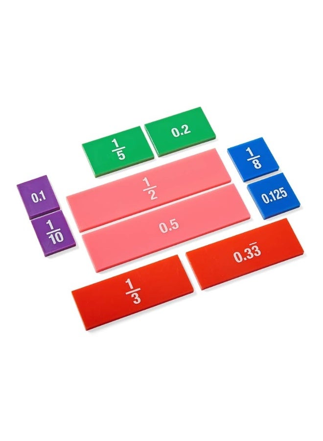 hand2mind Plastic Double-Sided Decimal and Fraction Tiles, Montessori Math Materials, Fraction Manipulatives, Unit Fraction, Fraction Bars Math Manipulatives, Homeschool Supplies (15 Sets of 51) - Image 1