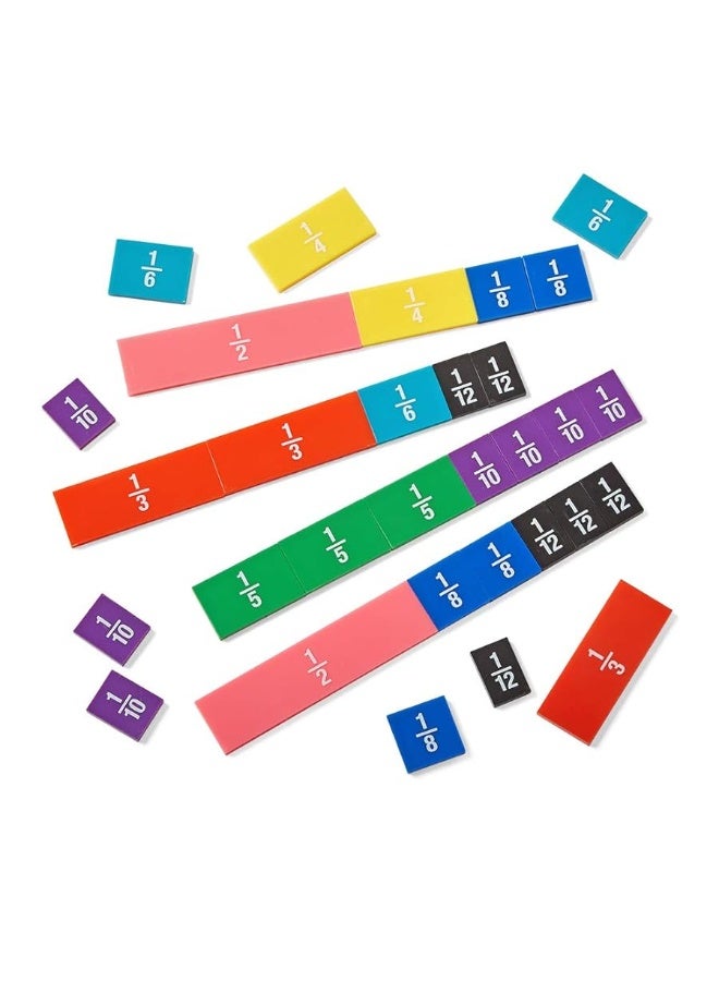 hand2mind Plastic Double-Sided Decimal and Fraction Tiles, Montessori Math Materials, Fraction Manipulatives, Unit Fraction, Fraction Bars Math Manipulatives, Homeschool Supplies (15 Sets of 51) - Image 3