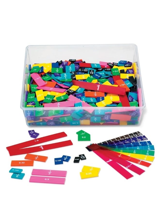 hand2mind Plastic Double-Sided Decimal and Fraction Tiles, Montessori Math Materials, Fraction Manipulatives, Unit Fraction, Fraction Bars Math Manipulatives, Homeschool Supplies (15 Sets of 51) - Image 5