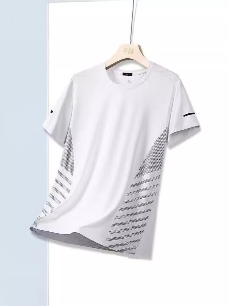 Light Ice Silk Short-Sleeved T-Shirt Men'S Summer Mesh Quick-Drying Casual Sports Sweatshirt Loose Round Neck Quick-Drying Top - Image 3