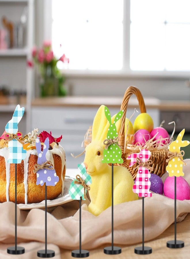 Barydat 6 Pcs Easter Table Decorations Easter Bunny Table Wooden Signs Rabbit Tall Standing Block Easter Table Centerpiece Tiered Tray Decor Farmhouse Spring Easter Party Tabletop Decor - Image 5
