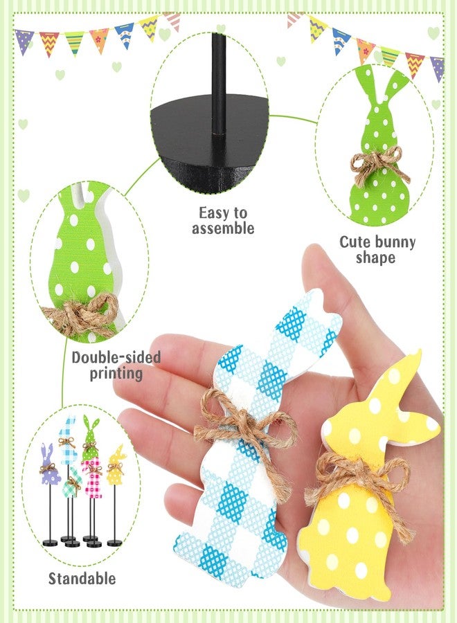 Barydat 6 Pcs Easter Table Decorations Easter Bunny Table Wooden Signs Rabbit Tall Standing Block Easter Table Centerpiece Tiered Tray Decor Farmhouse Spring Easter Party Tabletop Decor - Image 4