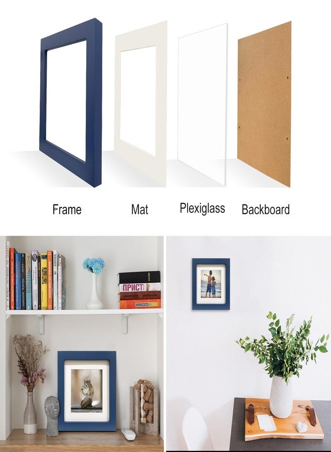 LEKAIYA 7x7 Blue Picture Frames, Square Solid Wood Photo Frame for Tabletop or Wall Mounting - Image 3