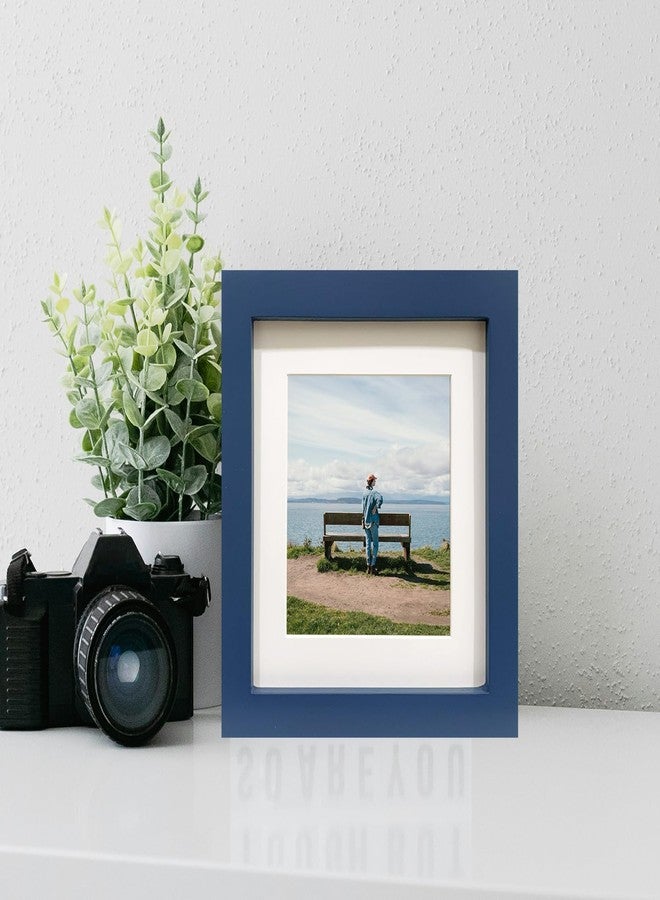 LEKAIYA 7x7 Blue Picture Frames, Square Solid Wood Photo Frame for Tabletop or Wall Mounting - Image 5