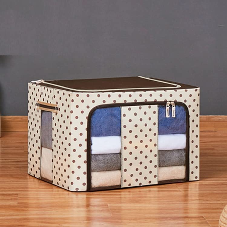 myps Foldable Polka Dot Oxford Clothes Storage Boxes for Wardrobe Living Box Closet Organizer for Clothes Bedding Blankets Under Bed Laundry Storage Box with Carrying Handle 66LPack of 1 Dot Beige - Image 5
