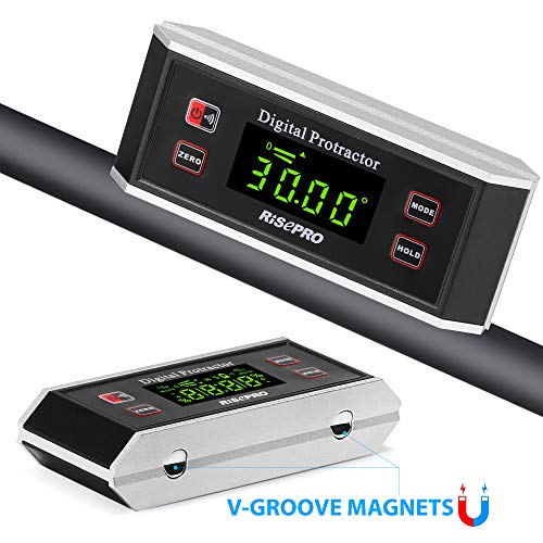 RISEPRO Inclinometer, RISEPRO® Digital Protractor Angle Finder Level Inclinometer Magnetic V-Groove 0~360 degree with Backlight 82413B - Image 4