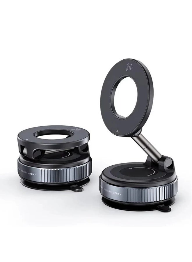 Phone Holder For Car K007 with Vacuum Suction Cup, 360° Adjustable and Foldable Magnetic  - Windshield - Glass - Any Smooth Surface - Black - Image 1