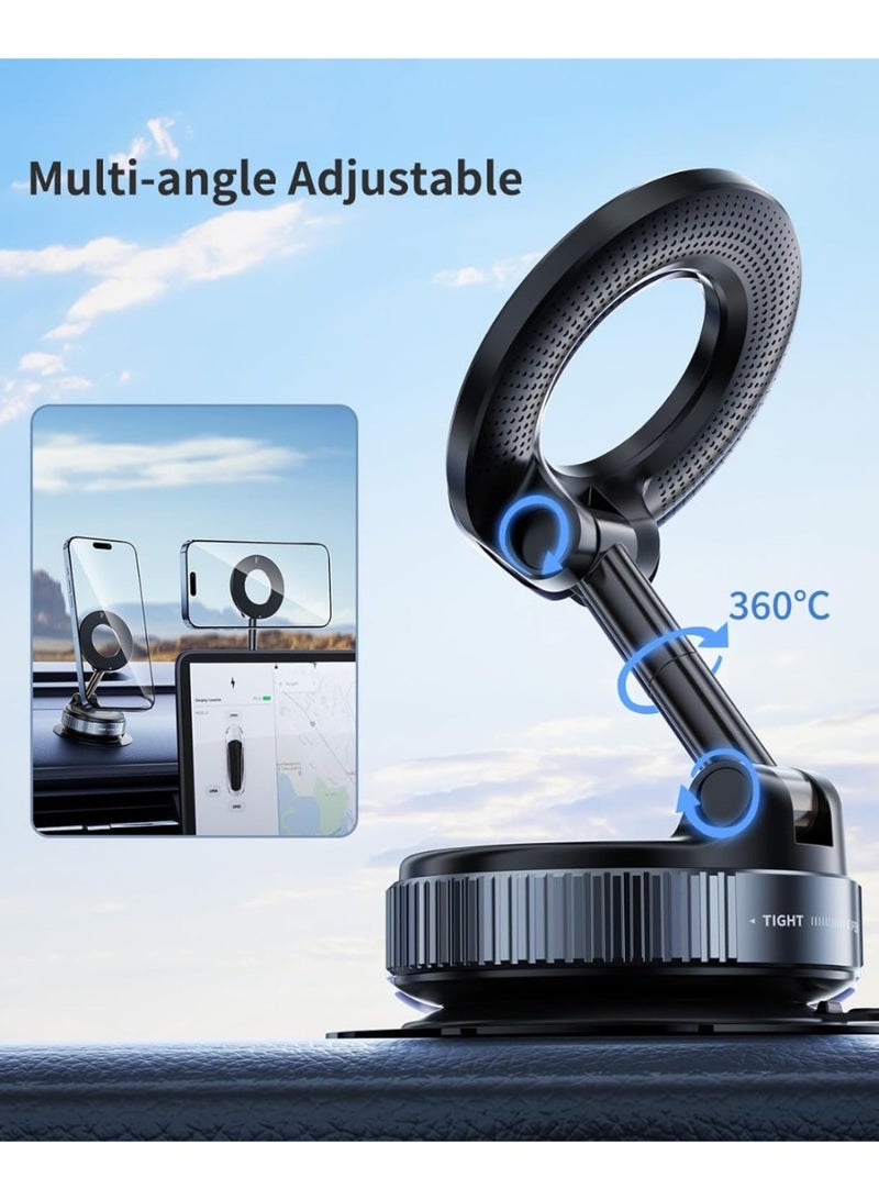 Phone Holder For Car K007 with Vacuum Suction Cup, 360° Adjustable and Foldable Magnetic  - Windshield - Glass - Any Smooth Surface - Black - Image 3
