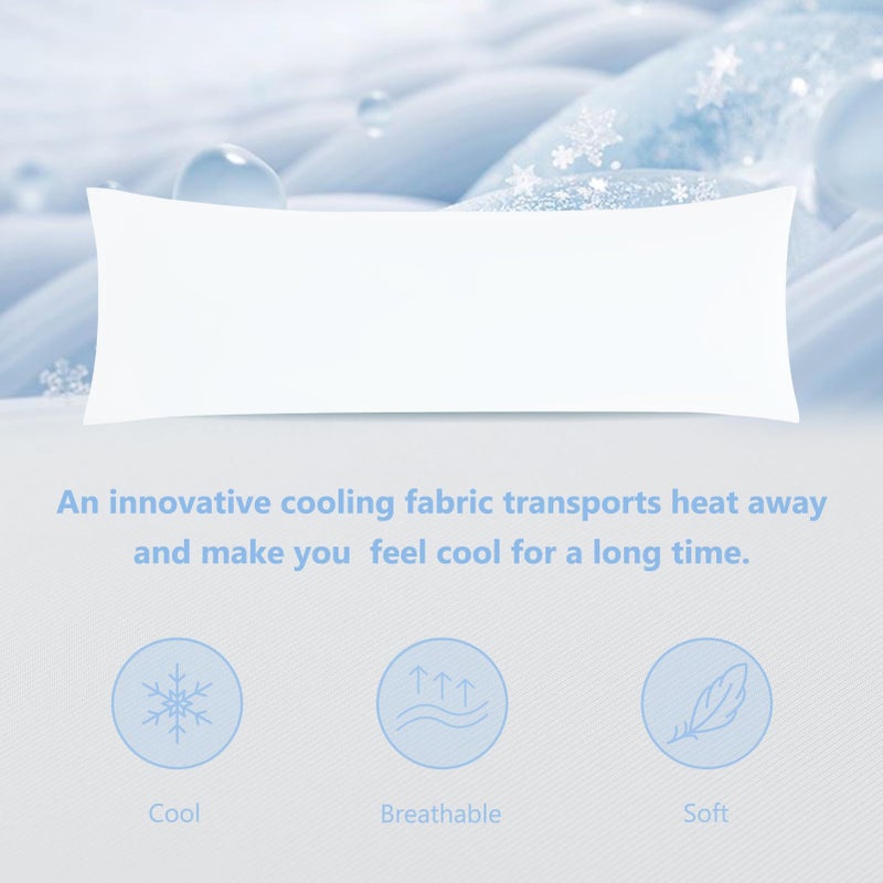 DOWNCOOL Large Body Pillow Insert with Cooling Cover - Soft Long Bed Pillow for Summer - Breathable Full Body Pillow for Adults - 20x54 inch (White, with Cover) - Image 5