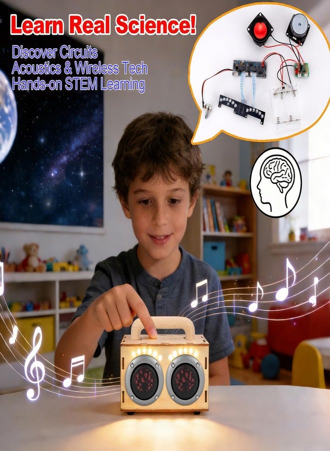 JIUWU STEM Kits for Kids, DIY Bluetooth Speaker Kit Science Project, Build Your Own Wooden Speaker with LED Lights, Educational Building Set for Boys Girls Age 8-12 14 16 Birthday Gift Graduation Gift - Image 4