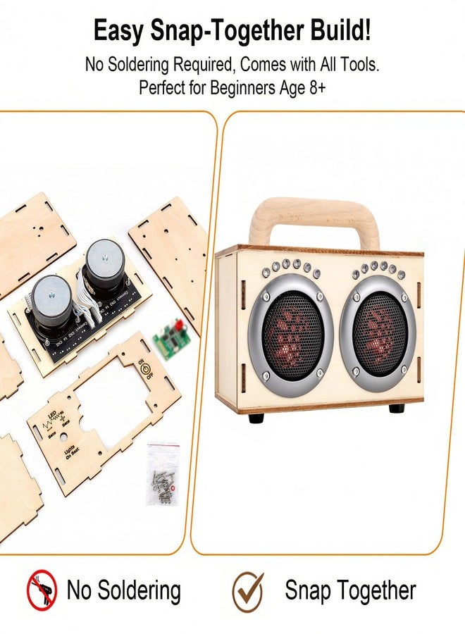 JIUWU STEM Kits for Kids, DIY Bluetooth Speaker Kit Science Project, Build Your Own Wooden Speaker with LED Lights, Educational Building Set for Boys Girls Age 8-12 14 16 Birthday Gift Graduation Gift - Image 3