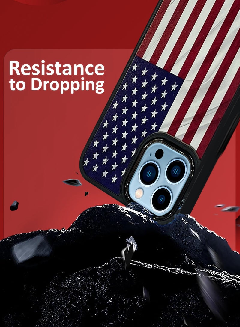For iPhone 13 Pro Max Case Hard PC Protective Cover – Slim Shockproof Back Cover with Raised edges Camera Protection - American Flag Black - Image 2