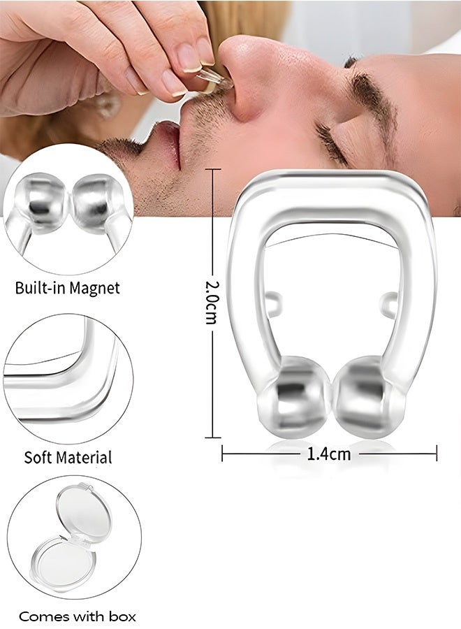 عبوة من 20 سدادة أنفية مضادة للشخير، موسعات أنفية مغناطيسية للمساعدة في تحسين التنفس، مشابك أنف ناعمة من السيليكون، مناسبة للبالغين (تتضمن صندوق تخزين). - Image 2