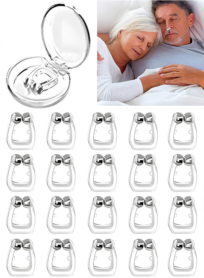 عبوة من 20 سدادة أنفية مضادة للشخير، موسعات أنفية مغناطيسية للمساعدة في تحسين التنفس، مشابك أنف ناعمة من السيليكون، مناسبة للبالغين (تتضمن صندوق تخزين). - Image 1