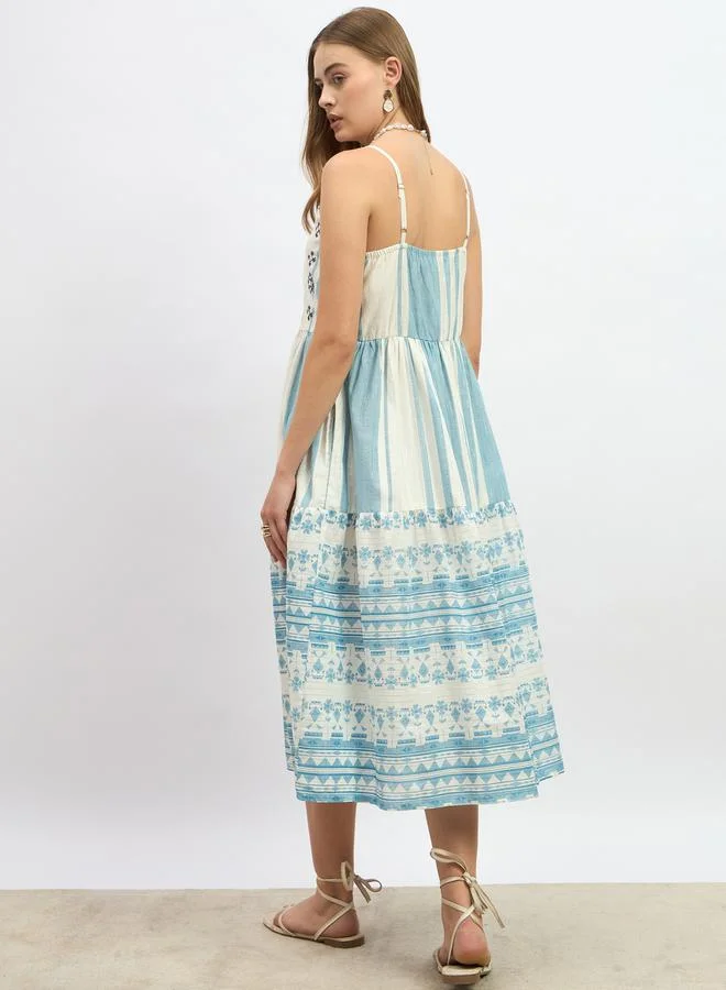 Styli Printed Cotton Midi Dress