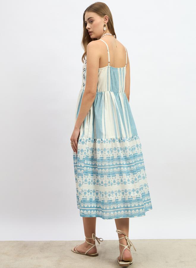 ستايلي فستان قطن متوسط الطول مطبوع - Image 5
