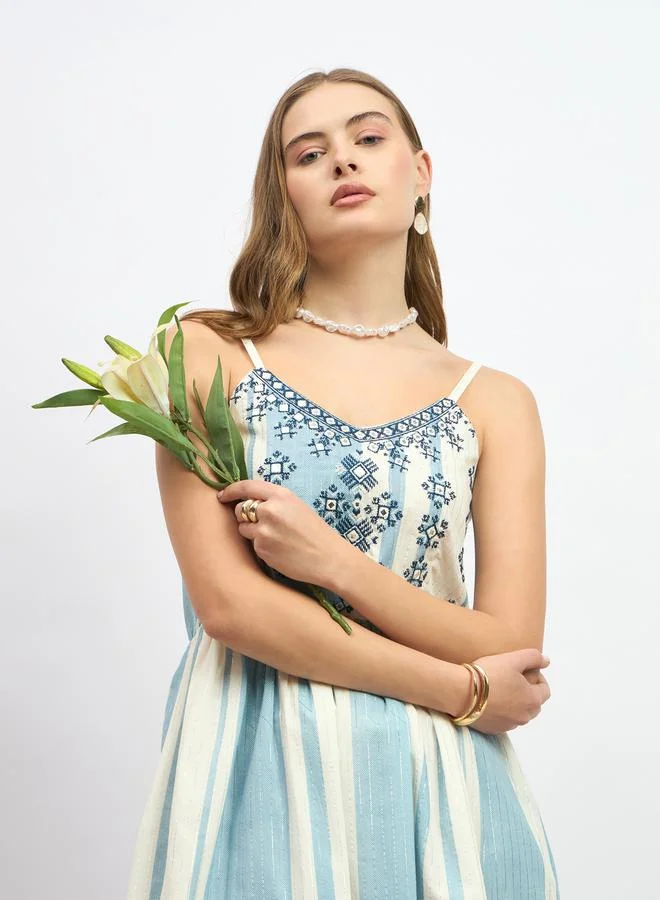 Styli Printed Cotton Midi Dress
