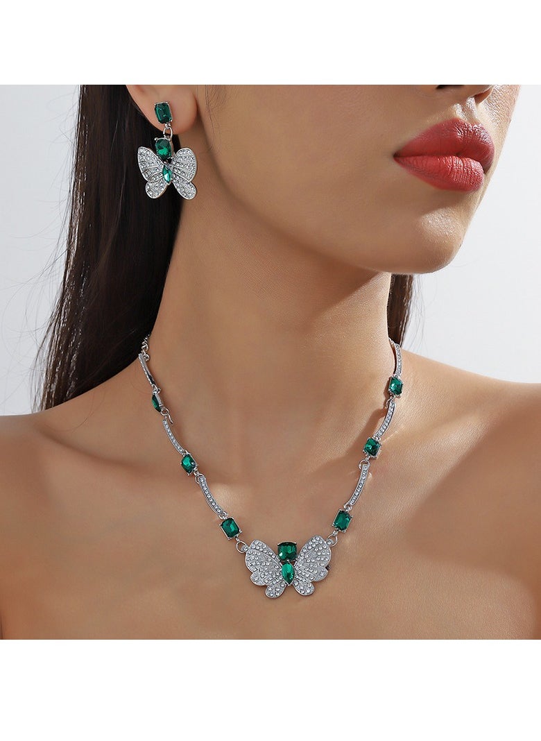 Generic Butterfly necklaces earrings for women with high-end design sense niche collarbone chains popular light luxury fashionable and unique accessories Multicolour  - Image 1
