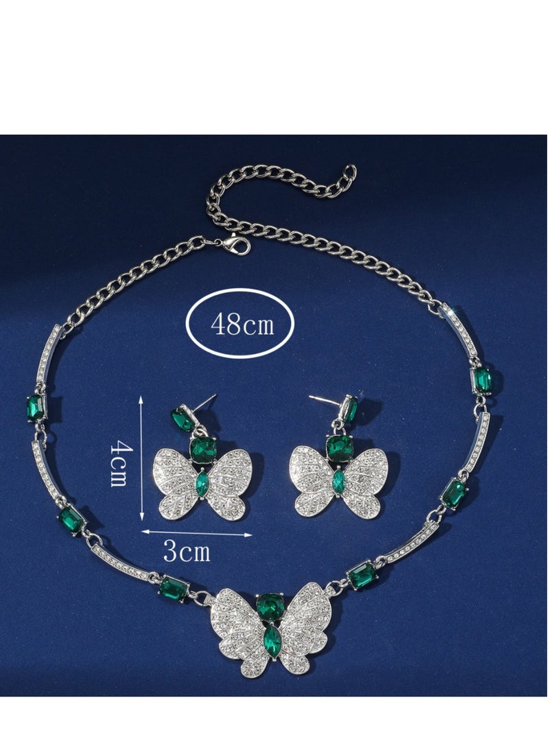Generic Butterfly necklaces earrings for women with high-end design sense niche collarbone chains popular light luxury fashionable and unique accessories Multicolour  - Image 5