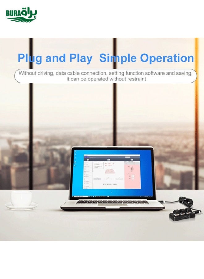 براق - MK321 3 مفاتيح مفاتيح مخصصة للعبة Office PS Clip Macro Programming Keypad ، طول الكابل: 1.5m (أبيض) - Image 1