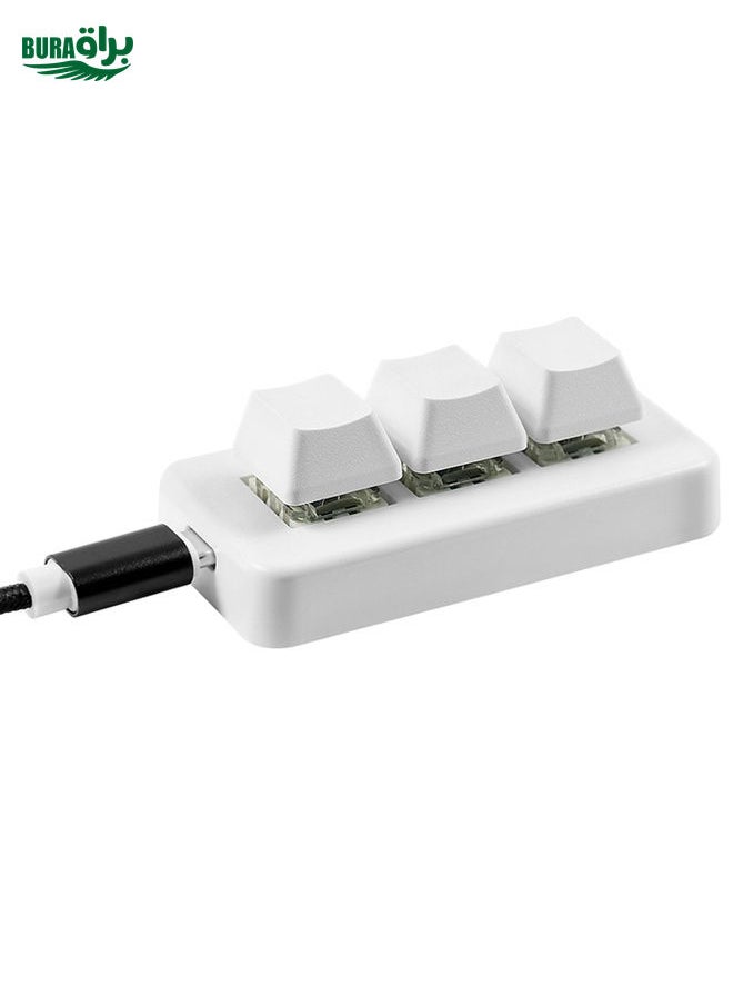 براق MK321 3 مفاتيح مفاتيح مخصصة للعبة Office PS Clip Macro Programming Keypad ، طول الكابل: 1.5m (أبيض)  - Image 2