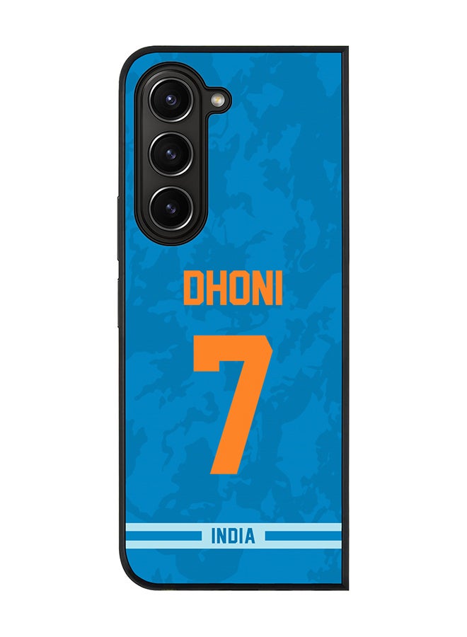 Stylizedd Cover for Samsung Galaxy Z Fold5 Case, Rugged Black Slim Fit Soft Flexible Thin Protective Phone Cases - Player Name - MS Dhoni, Jersey Number- 7 - Image 1