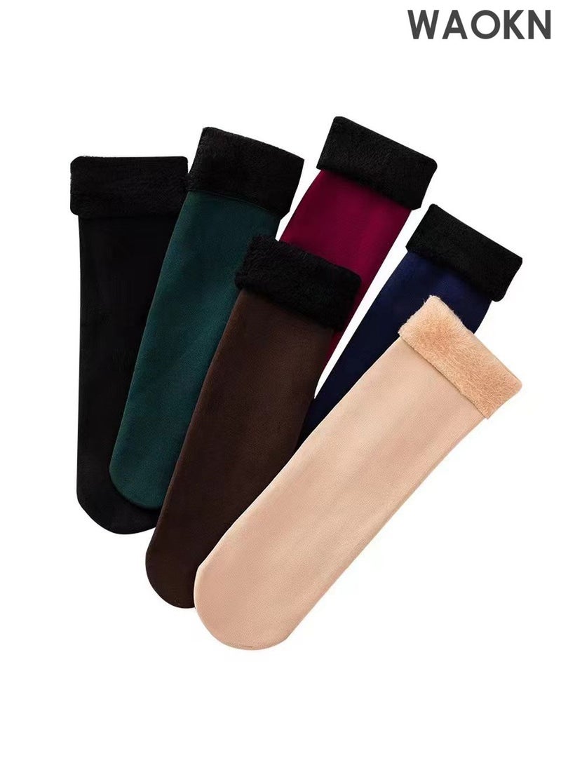 WAOKN 6 Women Girl Winter Warm Thicken Cashmere Wool thermal Socks Velvet Boots Floor Snow Socks Comfortable, Breathable & Stability-Focused Ultra Warm Socks for Running Walking Fitness Outdoor Sports - Image 1