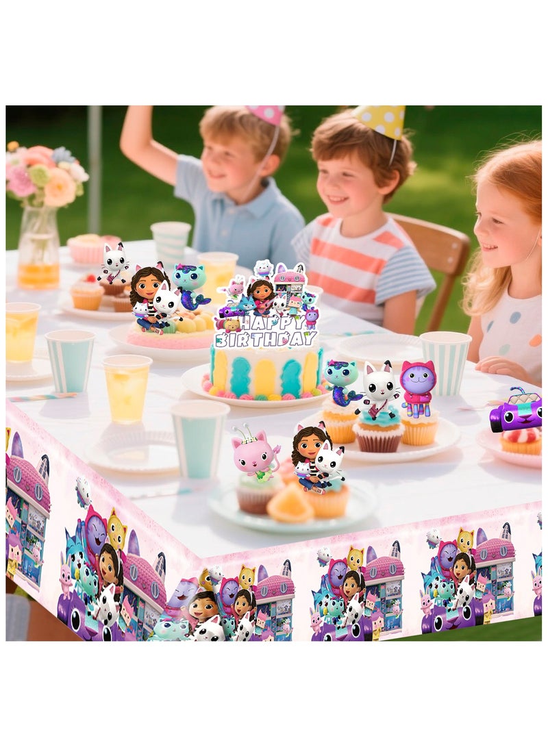 حفلة مثمرة لوازم حفلات بيت الدمى غابي، مجموعة زينة غابي 35 قطعة - لافتة عيد ميلاد بيت الدمى غابي، زينة كعكة، مفرش طاولة، بالونات، زينة معلقة، زينة كب كيك، إلخ. زينة عيد ميلاد بيت الدمى غابي - Image 4