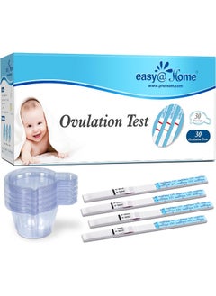Easy@Home Easy@Home Ovulation Test Strips: Accurate 30 LH Ovulation Predictor Kit - Fertility Tests for Women – Powered by Premom Ovulation Tracker App | 30 LH + 30 Urine Cups  - Image 1