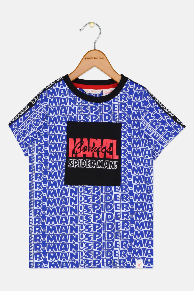 Hamleys x Marvel Toddlers Boy Graphic Print Short Sleeve T-Shirt, Blue - Image 2