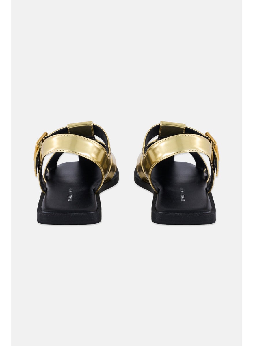 CHARLES & KEITH Women Adjustable Buckle Closure Sandal, Gold  - Image 3