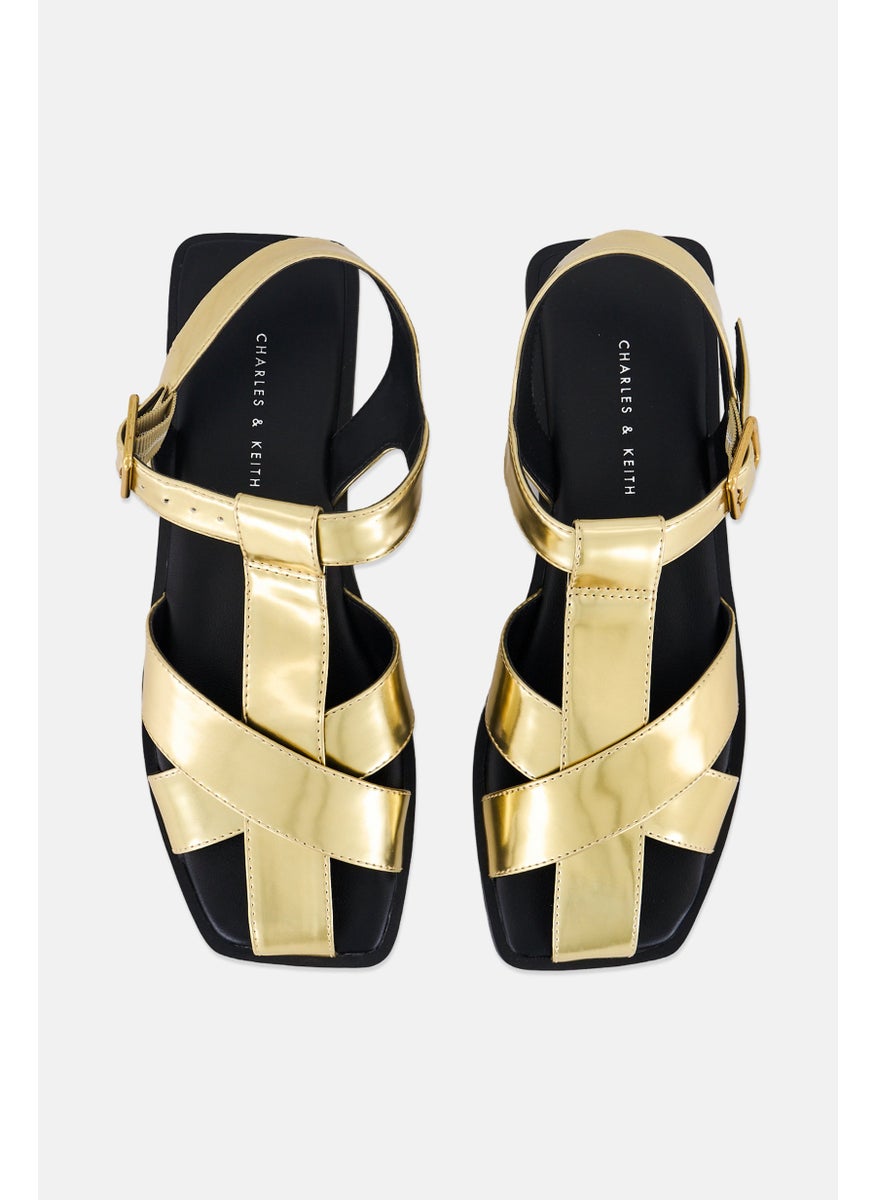 CHARLES & KEITH Women Adjustable Buckle Closure Sandal, Gold  - Image 2