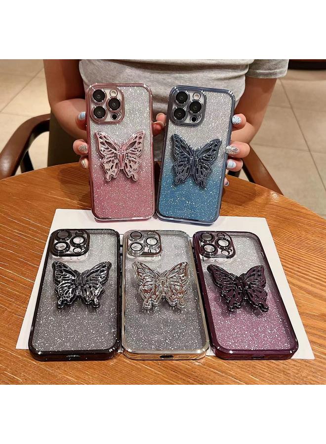 S-TOP Case For iPhone 7 / 8 / SE 2022 Electroplated Gradient Glitter 3D Butterfly TPU Phone Case - Image 2