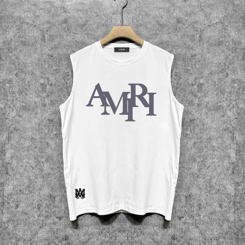 Amiri Trendy Brand Vintage American Washed Printed Waistcoat For Men And Women - Image 4