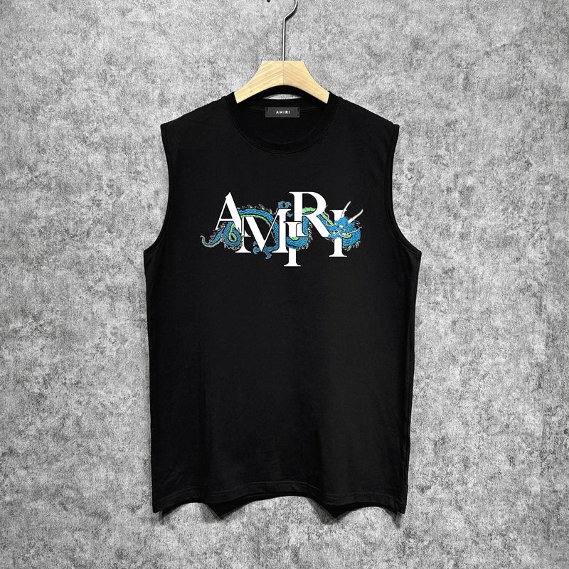 Amiri Trendy Brand Vintage American Washed Printed Waistcoat For Men And Women - Image 5