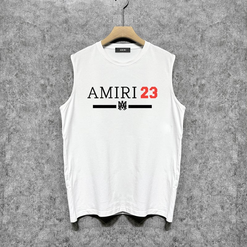 Amiri Trendy Brand Vintage American Washed Printed Waistcoat For Men And Women - Image 1