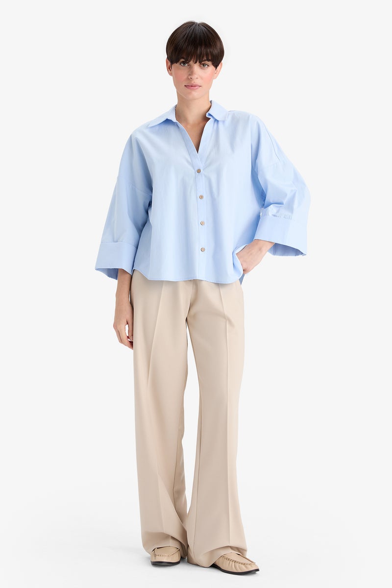 DeFacto Blue Woman Blouse Long Sleeve Shirt Casual - Image 2