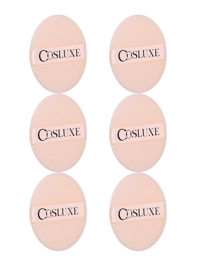 COSLUXE Cotton Powder Puff - Soft Cosmetic Makeup Puffs with Ribbon Handle for Loose Powder & Foundation - Reusable Face Powder Pads Pack of 6 - Image 1