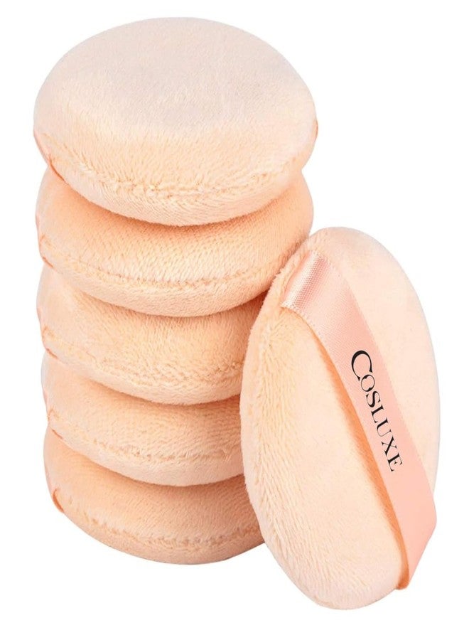 COSLUXE Cotton Powder Puff - Soft Cosmetic Makeup Puffs with Ribbon Handle for Loose Powder & Foundation - Reusable Face Powder Pads Pack of 6 - Image 2