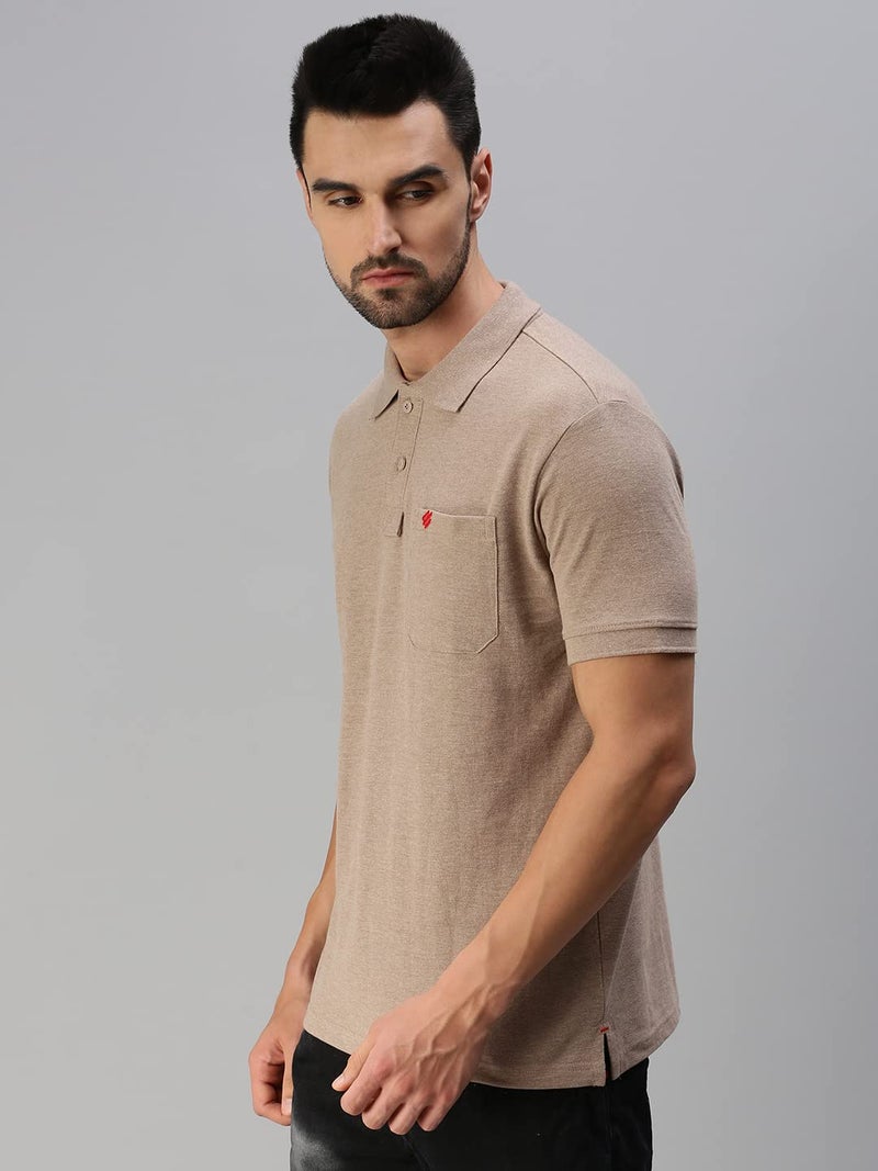 ONN Men's Solid Regular Fit Polo NC432_CML_1PC_Camel_L - Image 3