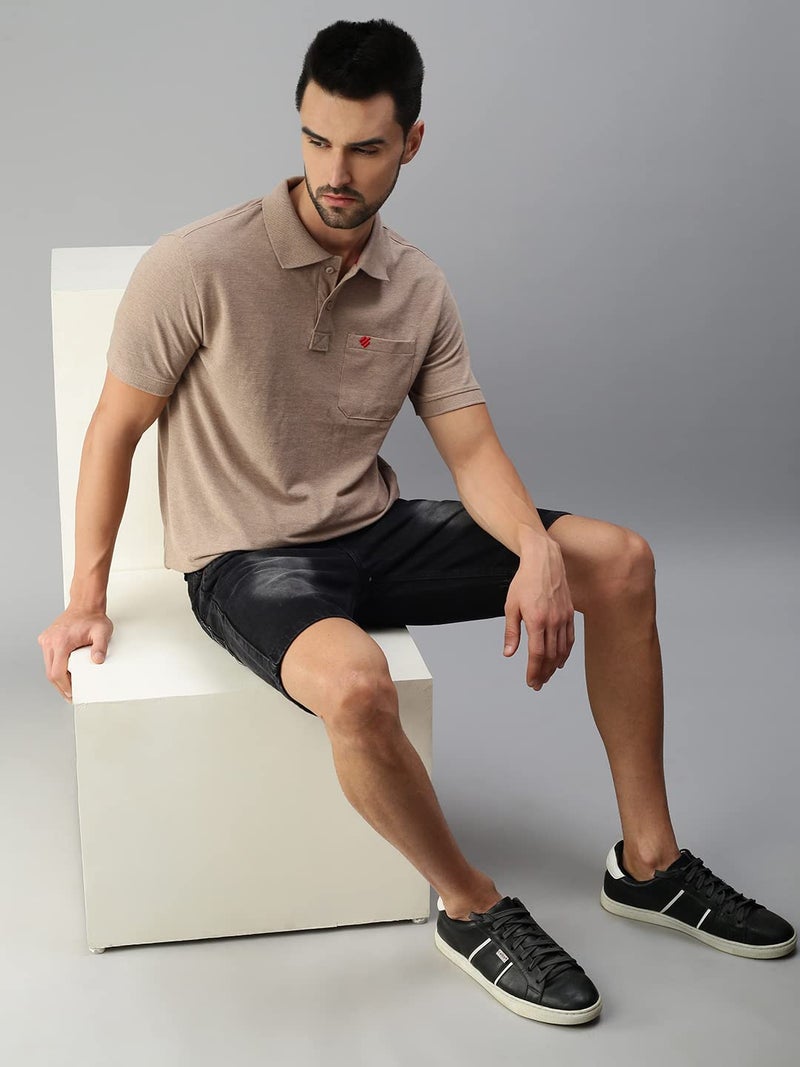 ONN Men's Solid Regular Fit Polo NC432_CML_1PC_Camel_L - Image 5